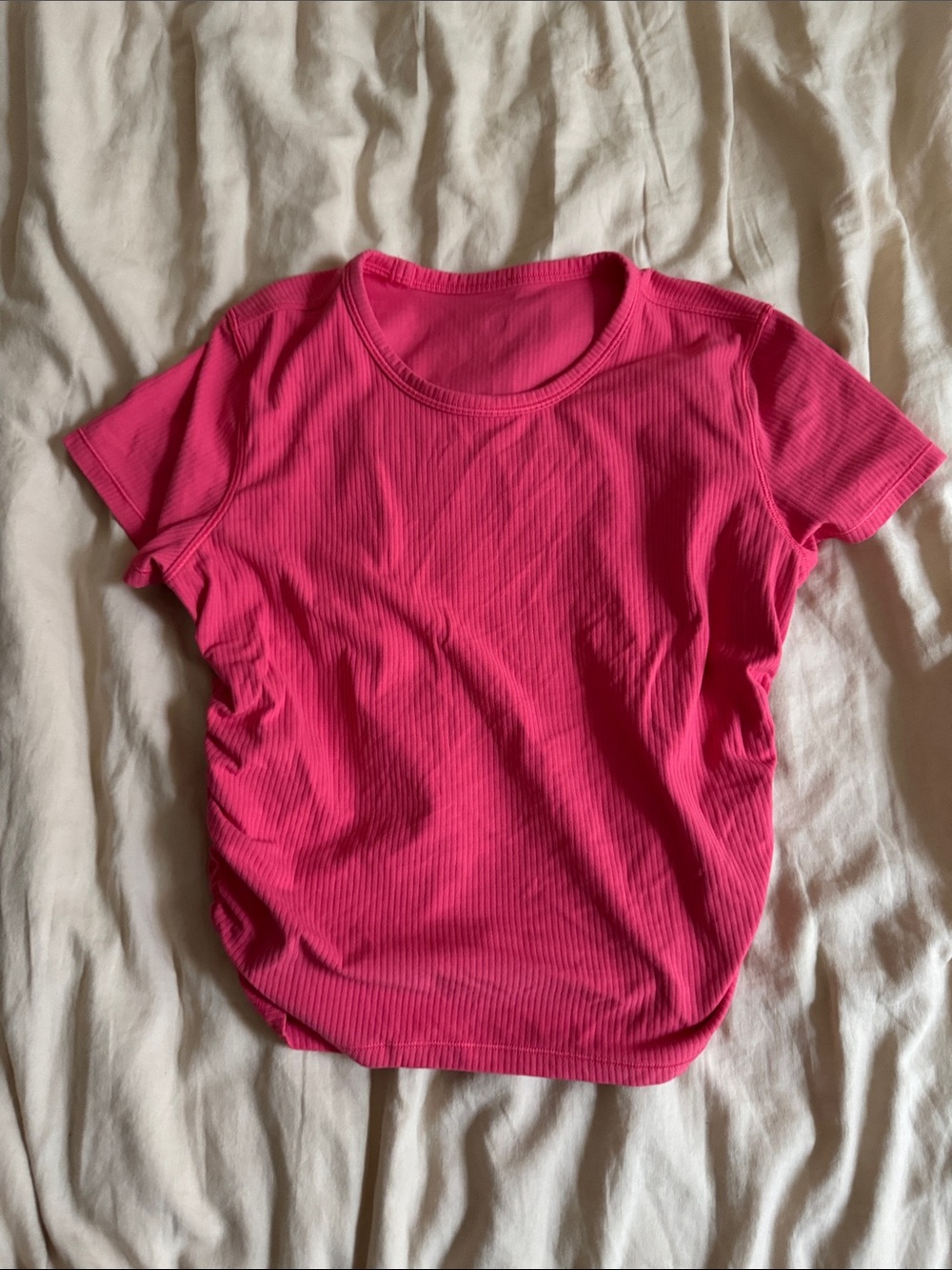 lululemon athletica Hot Pink Ribbed Short-Sleeve Crop Top